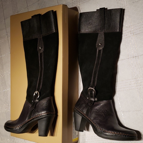 Naturalizer N5 New DANDY Knee High Comfort Fashion Suede & Leather Boot BLACK 10 - Picture 7 of 16